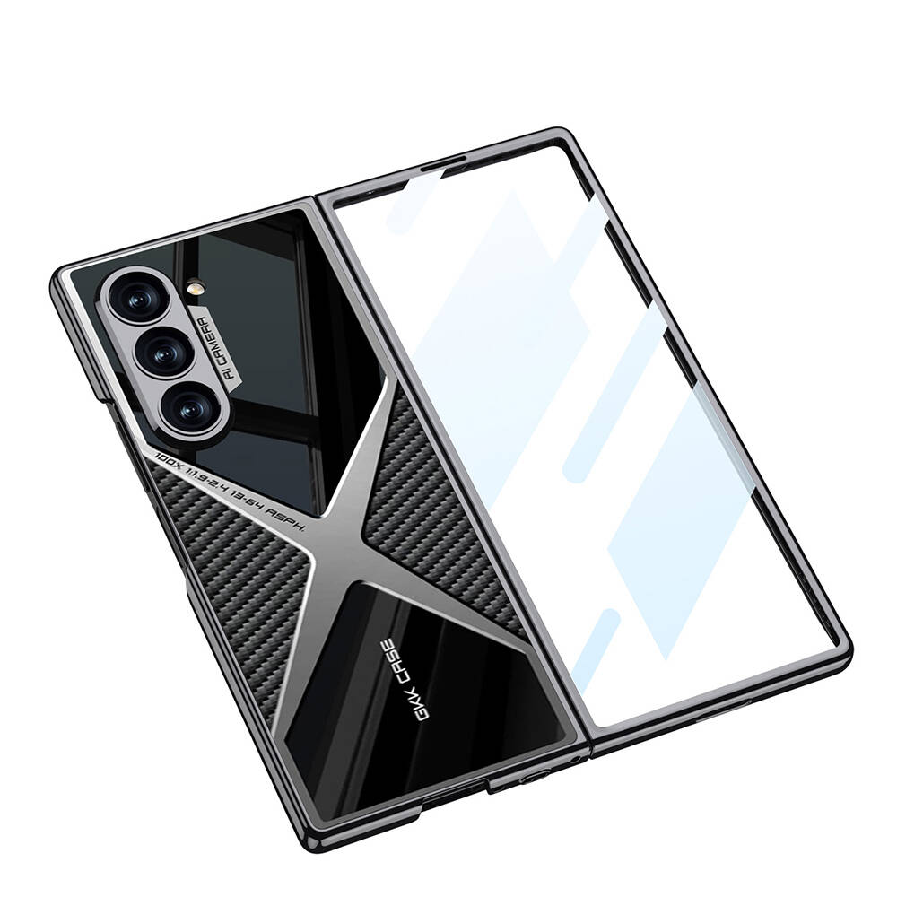 Samsung Galaxy Z Fold 6 Uyumlu Kılıf Ultra İnce Kamera Korumalı PC + Karbon Arka Yüzey Zore X-Pro Kapak - 3