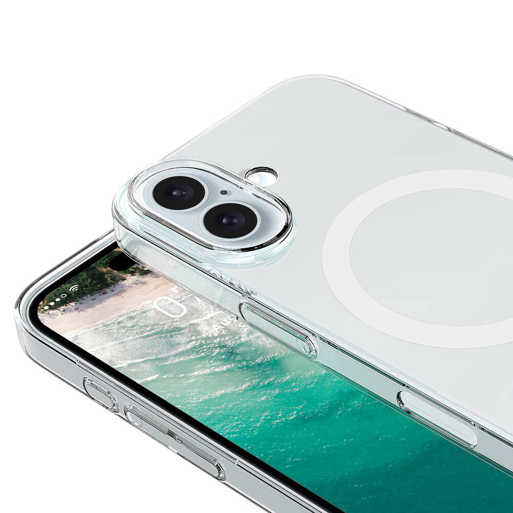 Apple iPhone 16 Plus Kılıf Zore Magsafe Şarj Özellikli Şeffaf Tek Kamera Çerçeveli Porto Kapak - 1
