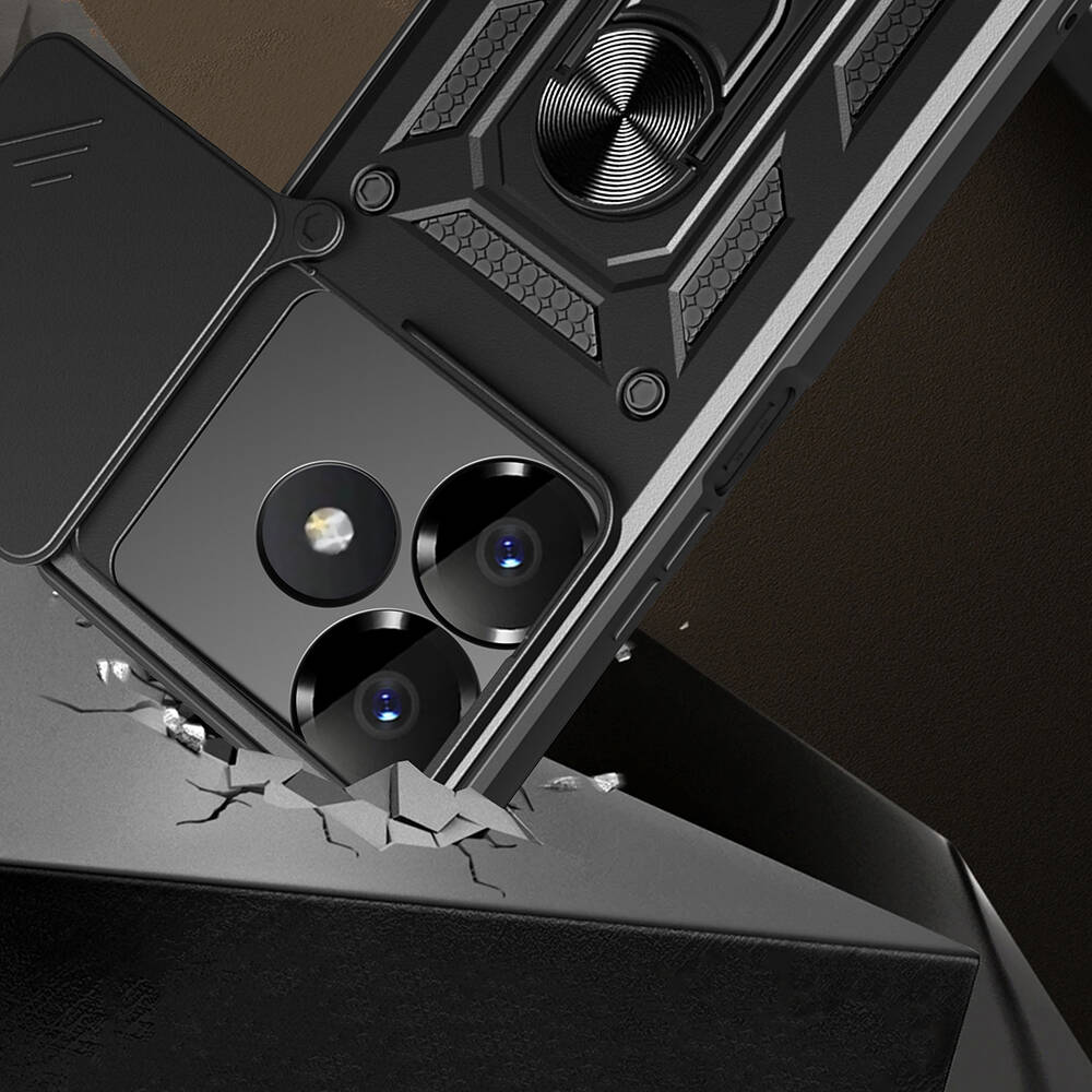 Xiaomi Redmi 13 4G Uyumlu Kılıf Magnetik Standlı Kamera Korumalı Zore Sürgülü Vega Kapak - 4