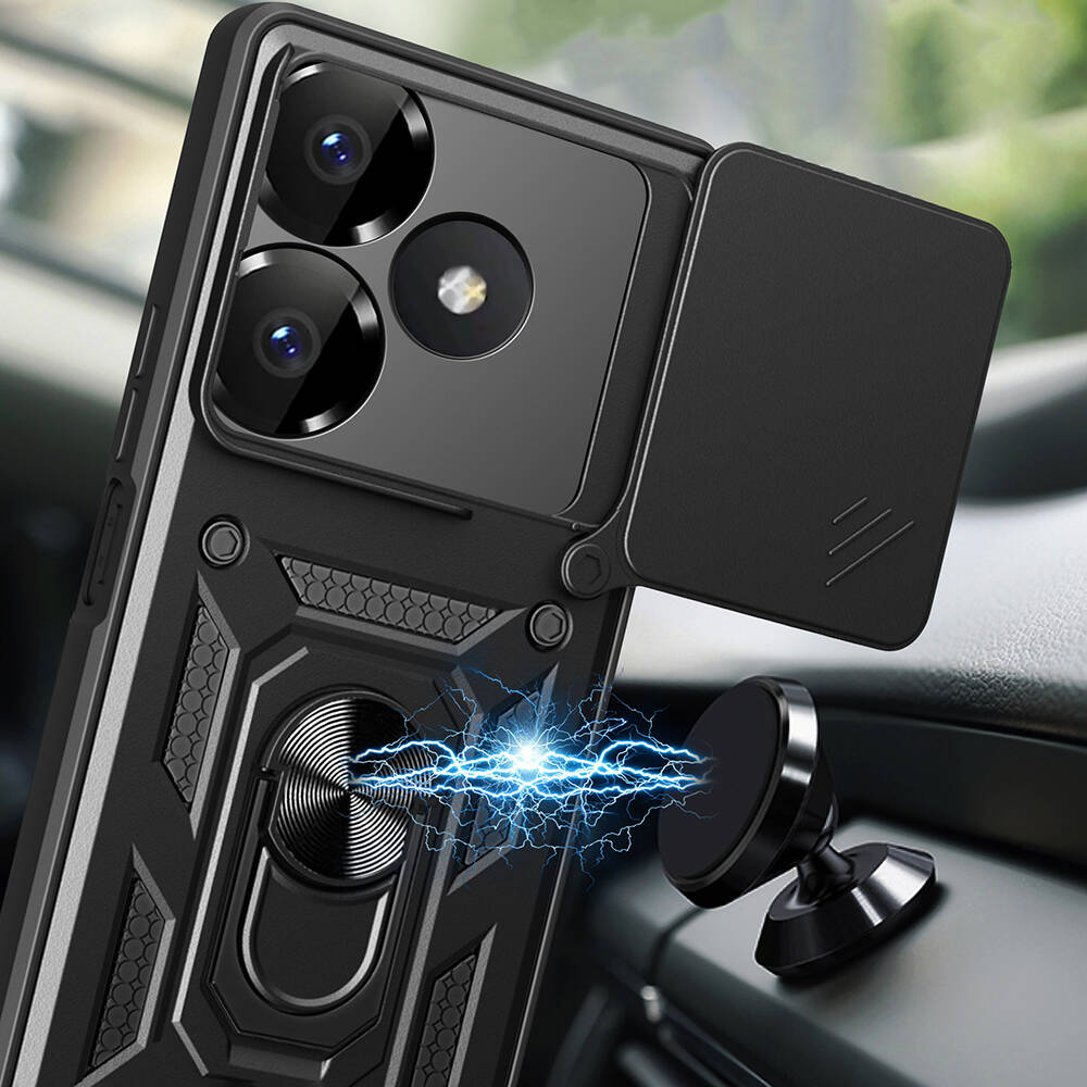 Xiaomi Redmi 13 4G Uyumlu Kılıf Magnetik Standlı Kamera Korumalı Zore Sürgülü Vega Kapak - 5