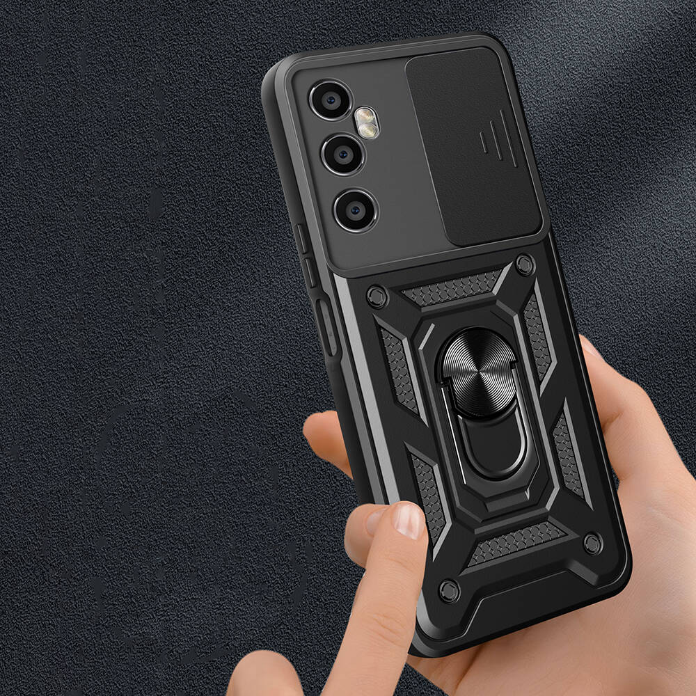 Realme C65 4G Uyumlu Kılıf Magnetik Standlı Kamera Korumalı Zore Sürgülü Vega Kapak - 3