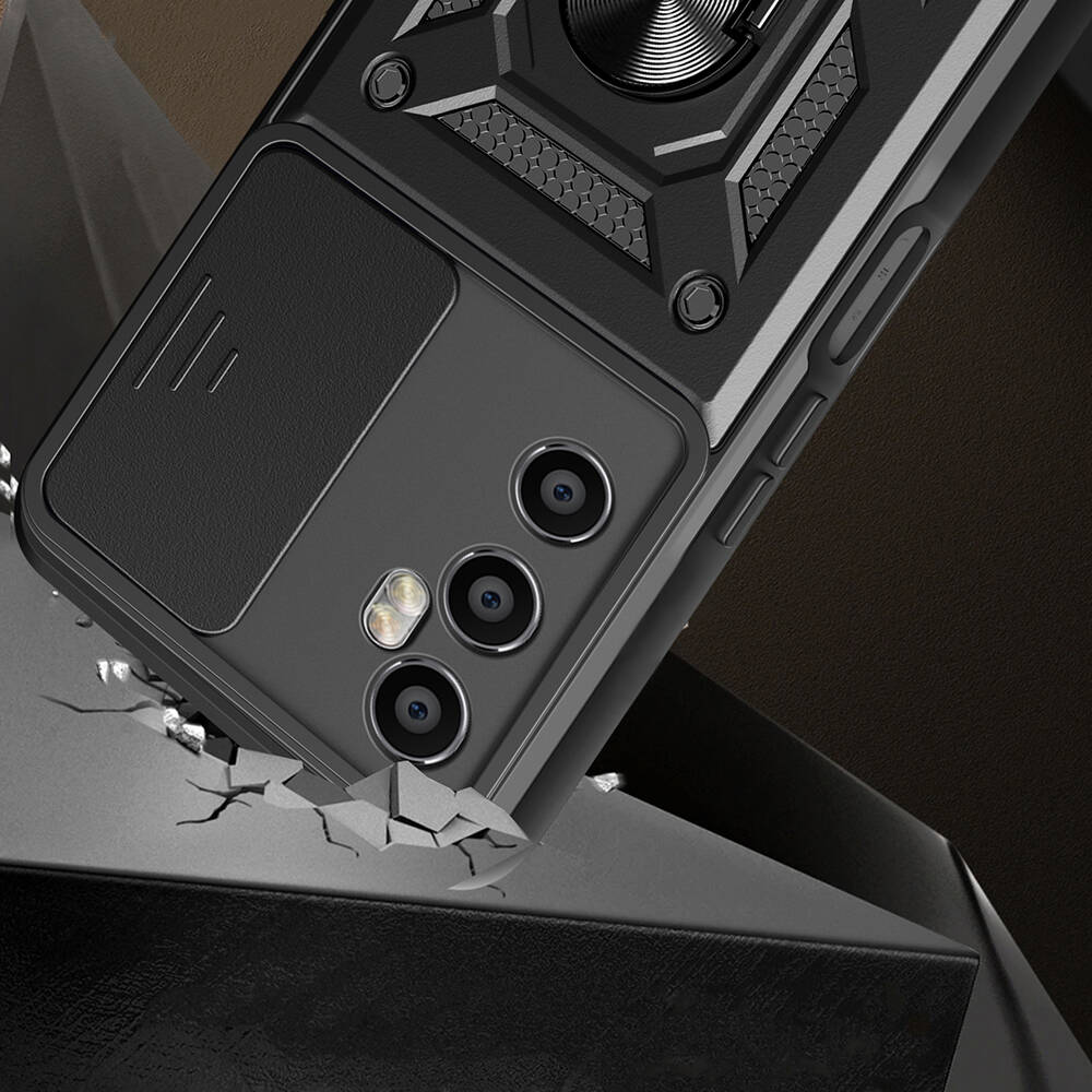 Realme C65 4G Uyumlu Kılıf Magnetik Standlı Kamera Korumalı Zore Sürgülü Vega Kapak - 5