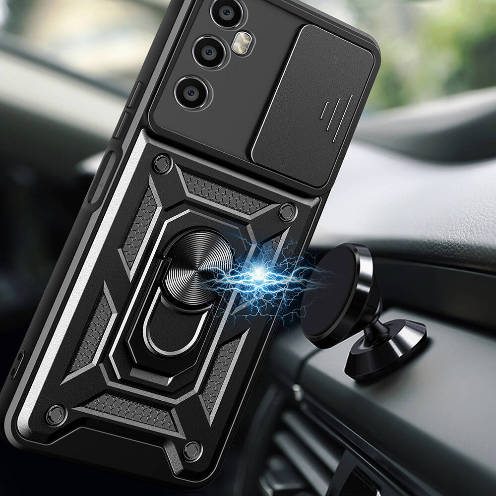 Realme C65 4G Uyumlu Kılıf Magnetik Standlı Kamera Korumalı Zore Sürgülü Vega Kapak - 6