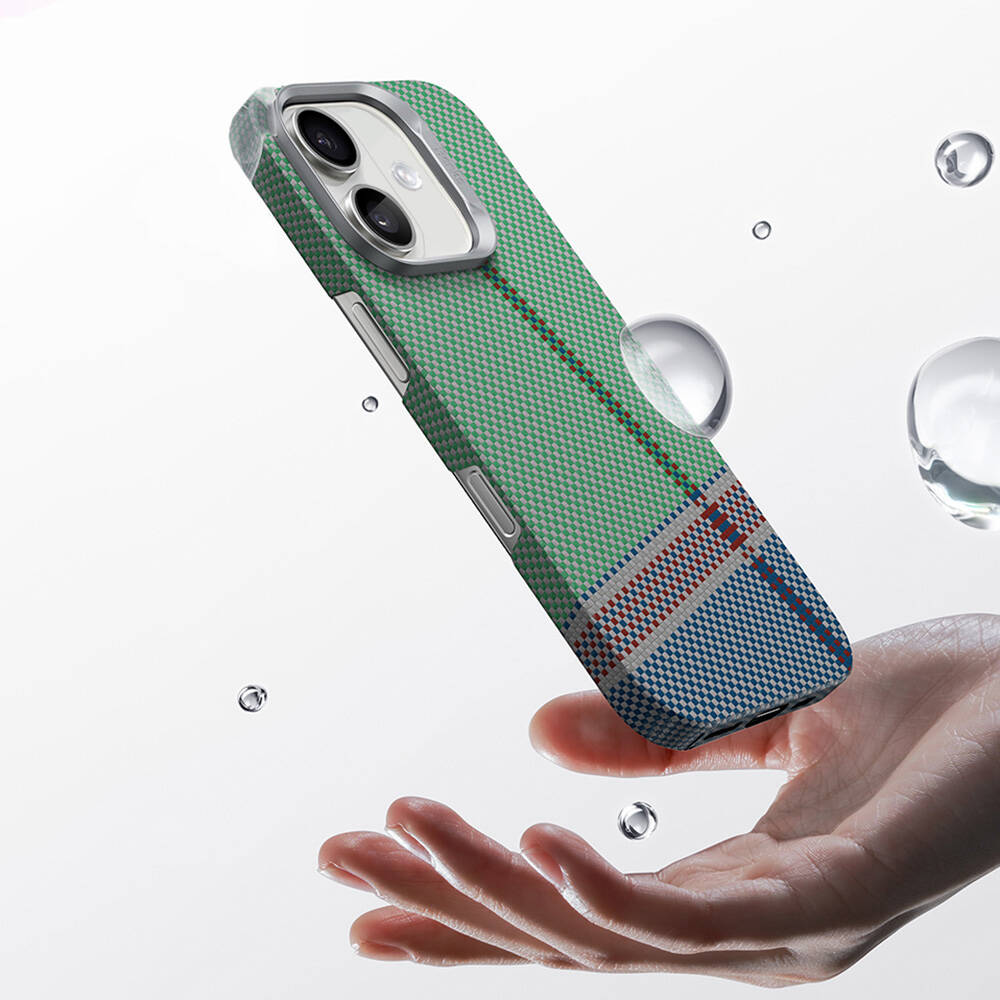 Apple iPhone 16 Plus Kılıf Magsafe Şarj Özellikli Karbon Fiber Tasarımlı Benks Passion Green ArmorAir Kevlar Kapak - 2