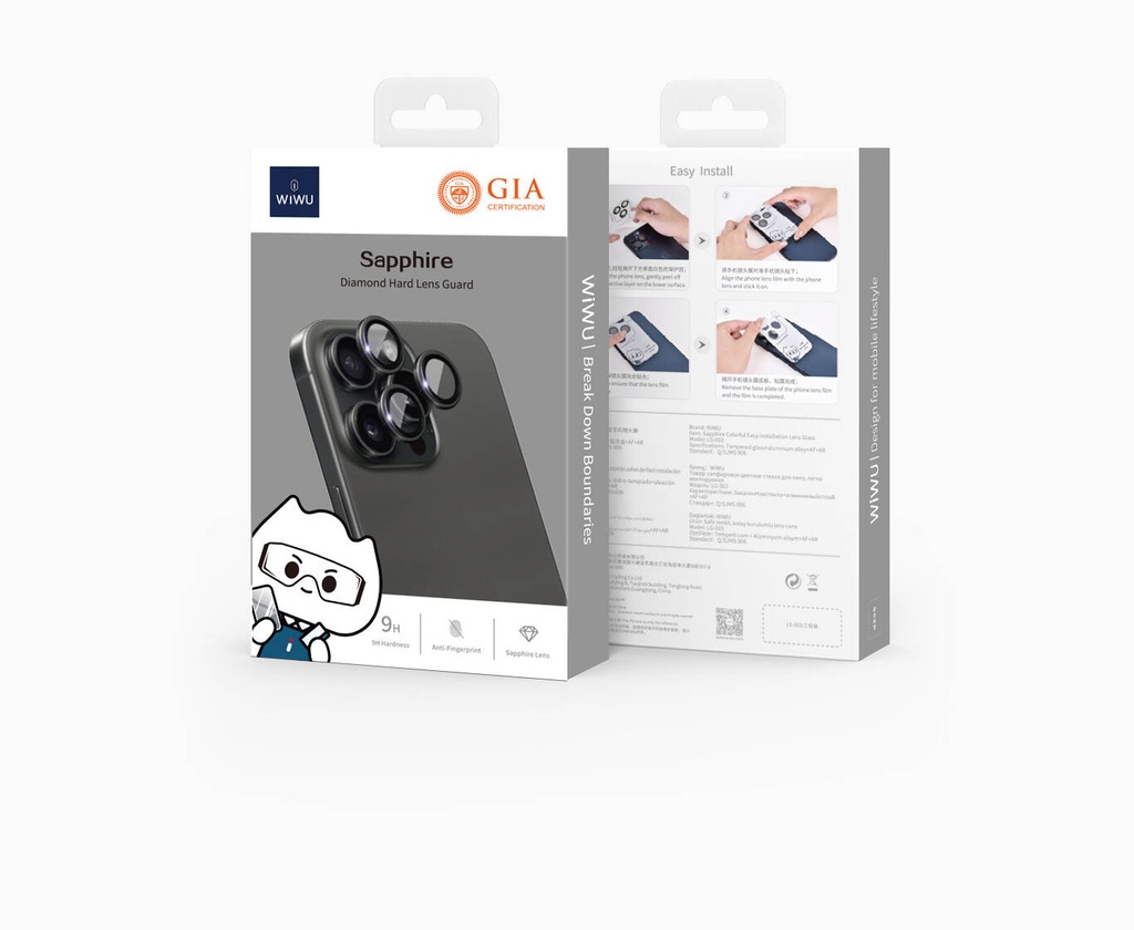 Apple iPhone 16 Wiwu LG-003 Lens Guard Çizilmeye Karşı Dayanıklı Safir Kamera Lens Koruyucu - 1