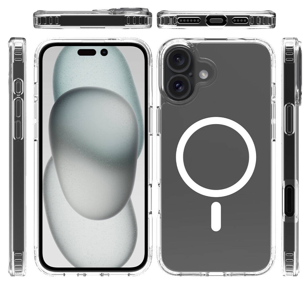 Apple iPhone 16 Plus Kılıf Magsafe Şarj Özellikli Şeffaf Sert PC Zore Embos Kapak - 4