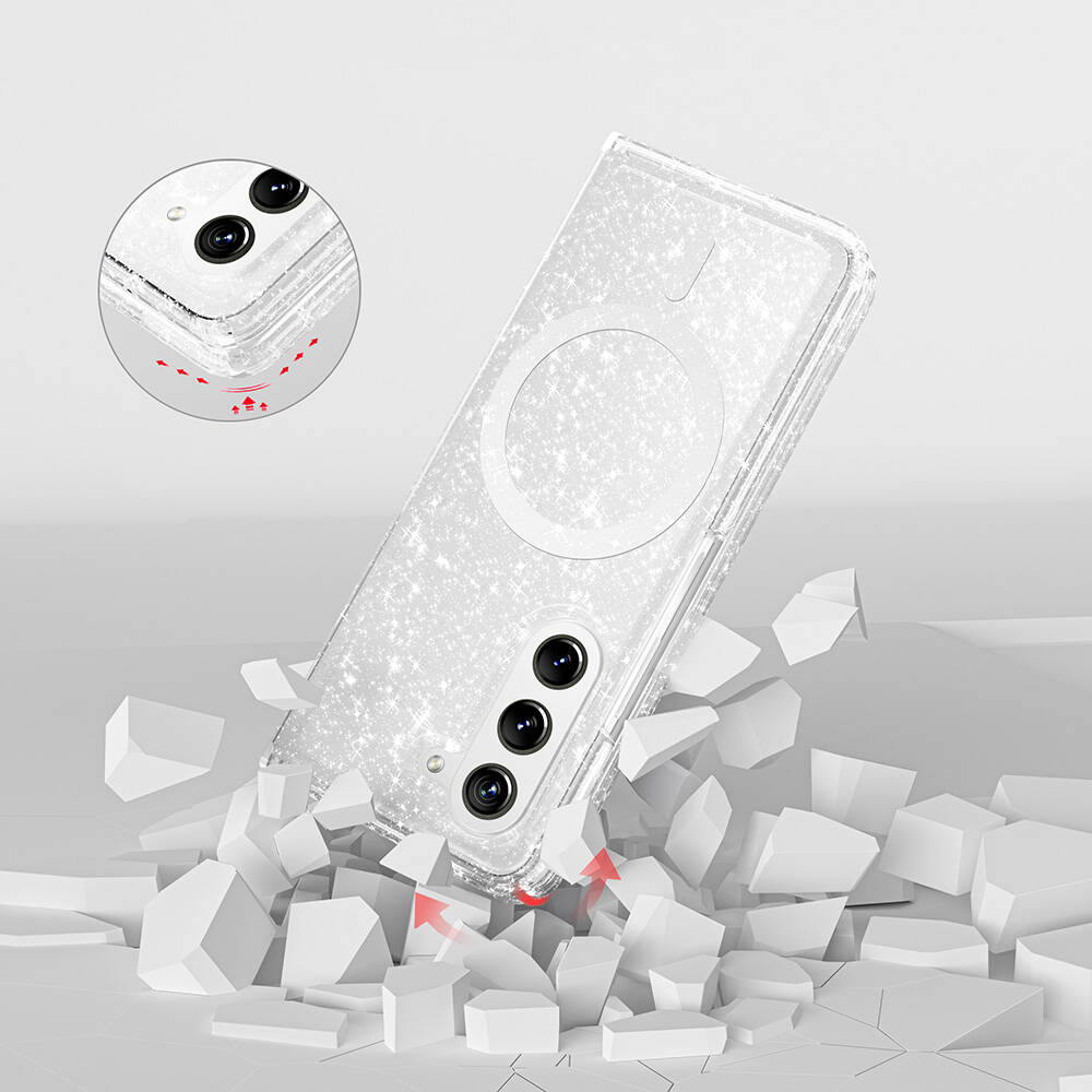 Samsung Galaxy Z Fold 6 Uyumlu Kılıf Magsafe Şarj Özellikli Parlayan Simli Saydam Renkli Zore Allstar Kapak - 9