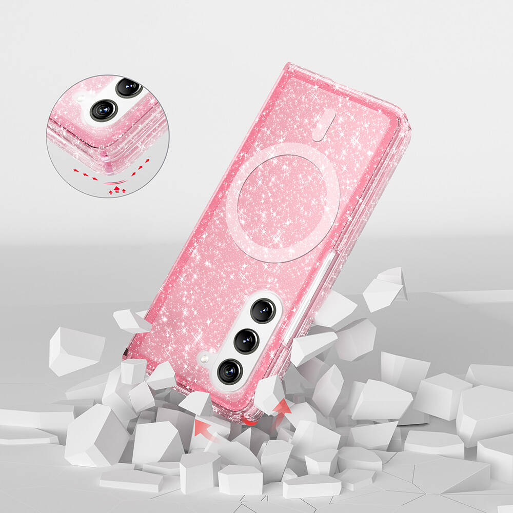 Samsung Galaxy Z Fold 6 Uyumlu Kılıf Magsafe Şarj Özellikli Parlayan Simli Saydam Renkli Zore Allstar Kapak - 10