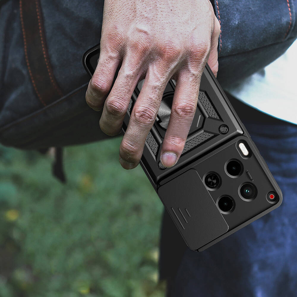 Tecno Camon 30 Uyumlu Kılıf Magnetik Standlı Kamera Korumalı Zore Sürgülü Vega Kapak - 9