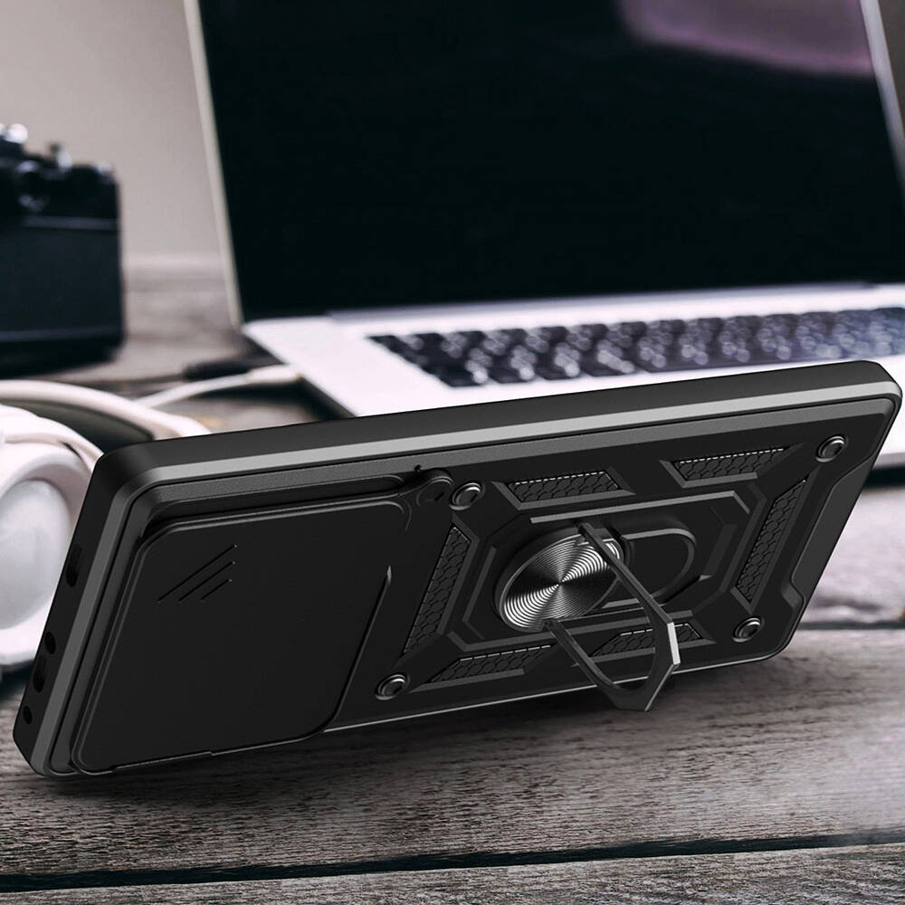 Tecno Camon 30 Pro 5G Uyumlu Kılıf Magnetik Standlı Kamera Korumalı Zore Sürgülü Vega Kapak - 3