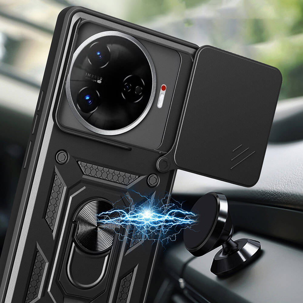 Tecno Camon 30 Pro 5G Uyumlu Kılıf Magnetik Standlı Kamera Korumalı Zore Sürgülü Vega Kapak - 7