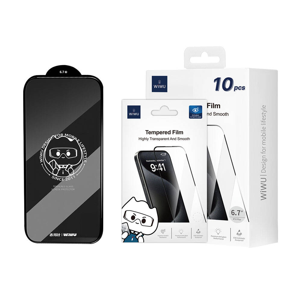 Apple iPhone 16 Plus Wiwu GT-008 Polimer Oleofobik Kaplama Şeffaf Pürüzsüz Temperli Cam Ekran Koruyucu 10'lu Paket - 2