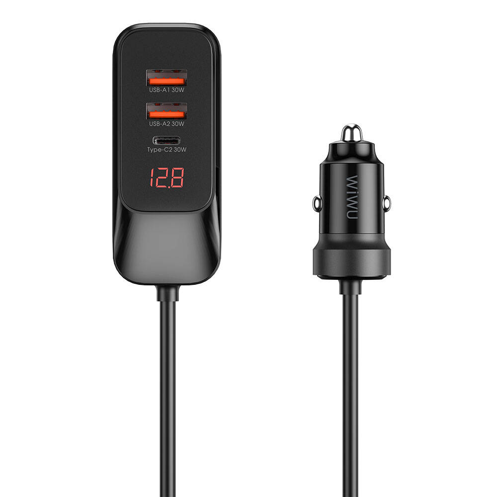 Wiwu Wi-QC015 Extend Serisi Dual Type-C + Dual USB-A Hızlı Şarj Özellikli Harici Portlu Araç Şarj Aleti 120W - 2