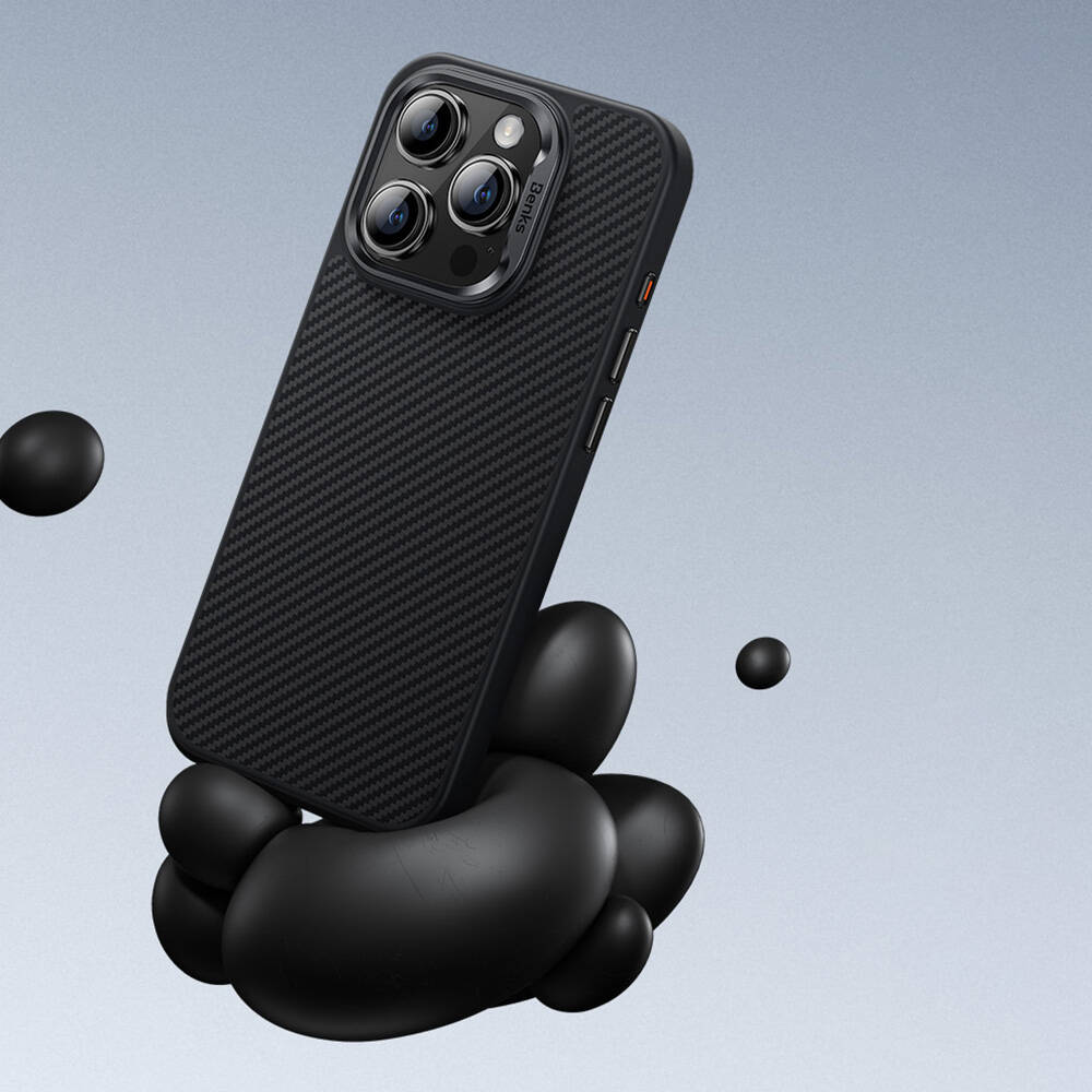 Apple iPhone 16 Pro Kılıf Karbon Fiber Magsafe Şarj Özellikli Benks Hybrid ArmorPro 600D Kevlar Kapak - 3