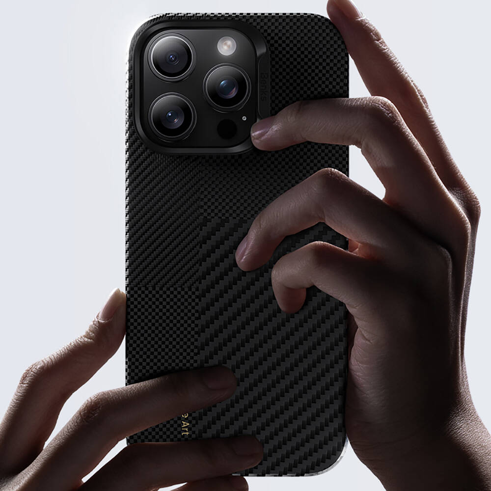 Apple iPhone 16 Pro Max Kılıf Magsafe Şarj Özellikli Karbon Fiber Benks Montage ArmorAir Kevlar Kapak - 1