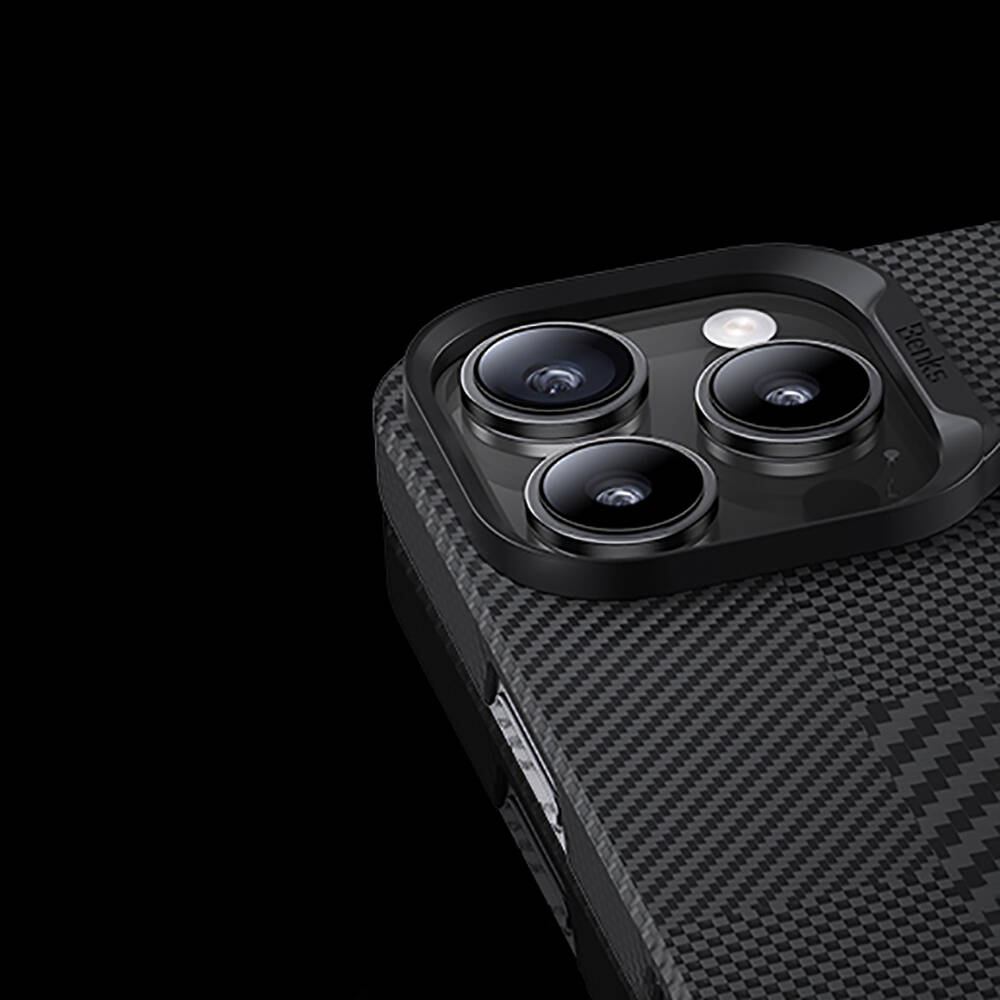 Apple iPhone 16 Pro Max Kılıf Magsafe Şarj Özellikli Karbon Fiber Benks Montage ArmorAir Kevlar Kapak - 5