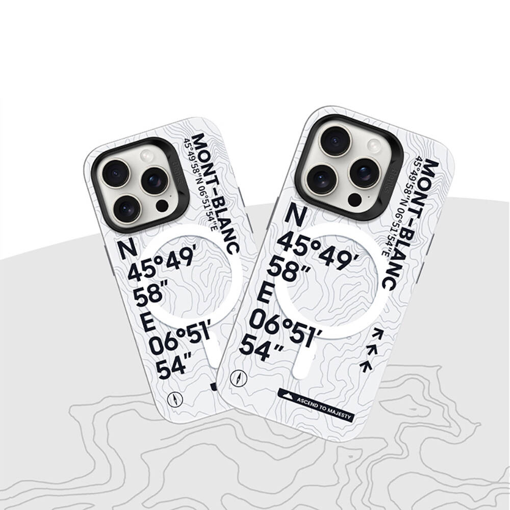 Apple iPhone 16 Pro Max Kılıf Magsafe Şarj Özellikli Koordinat Yazı Desenli Benks Summit Serisi Kapak - 3