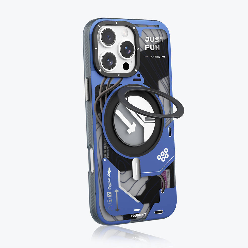 Apple iPhone 16 Pro Kılıf Magsafe Şarj Özellikli YoungKit 360° Standlı Starship Serisi Kapak - 9