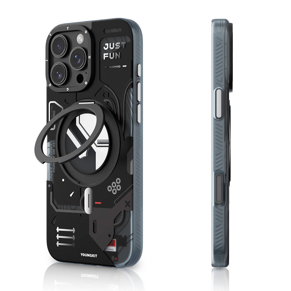 Apple iPhone 16 Pro Kılıf Magsafe Şarj Özellikli YoungKit 360° Standlı Starship Serisi Kapak - 10