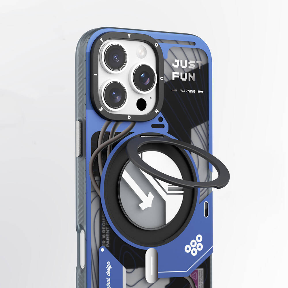 Apple iPhone 16 Pro Max Kılıf Magsafe Şarj Özellikli YoungKit 360° Standlı Starship Serisi Kapak - 3