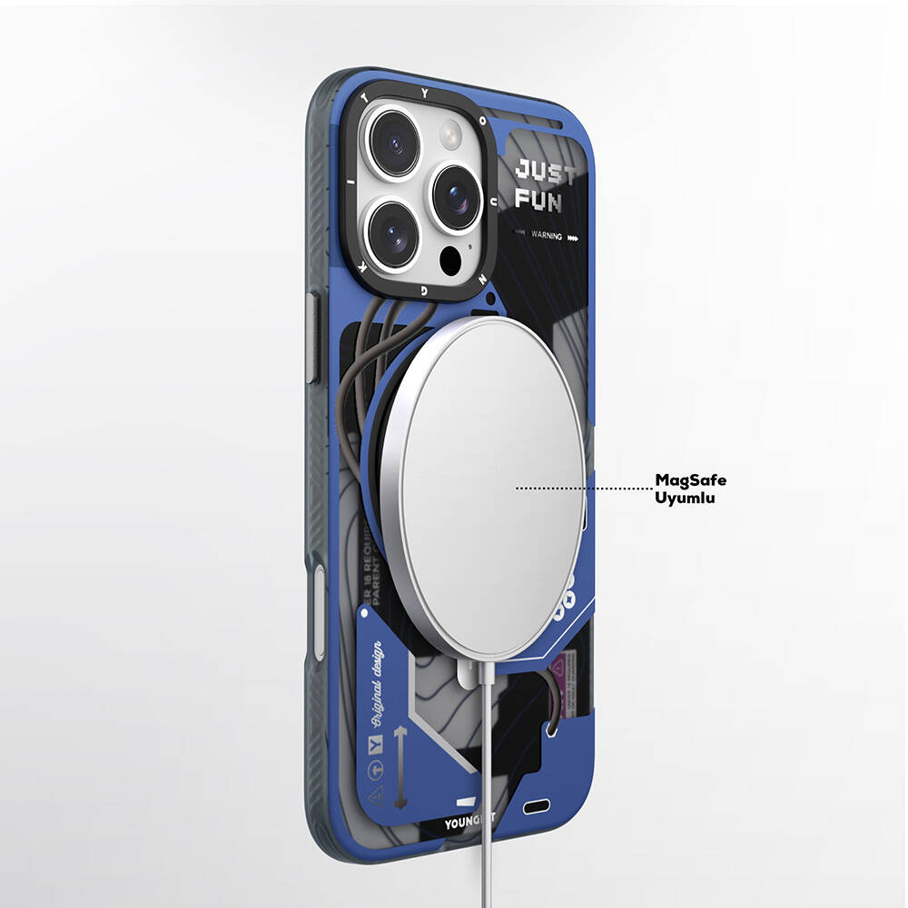Apple iPhone 16 Pro Max Kılıf Magsafe Şarj Özellikli YoungKit 360° Standlı Starship Serisi Kapak - 4