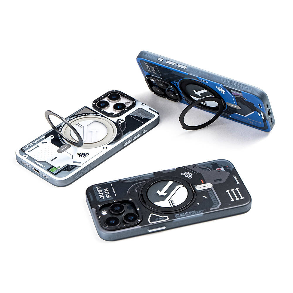 Apple iPhone 16 Pro Max Kılıf Magsafe Şarj Özellikli YoungKit 360° Standlı Starship Serisi Kapak - 6