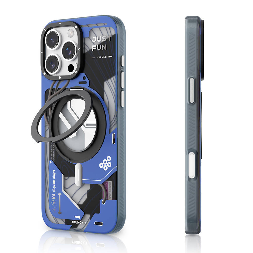 Apple iPhone 16 Pro Max Kılıf Magsafe Şarj Özellikli YoungKit 360° Standlı Starship Serisi Kapak - 10