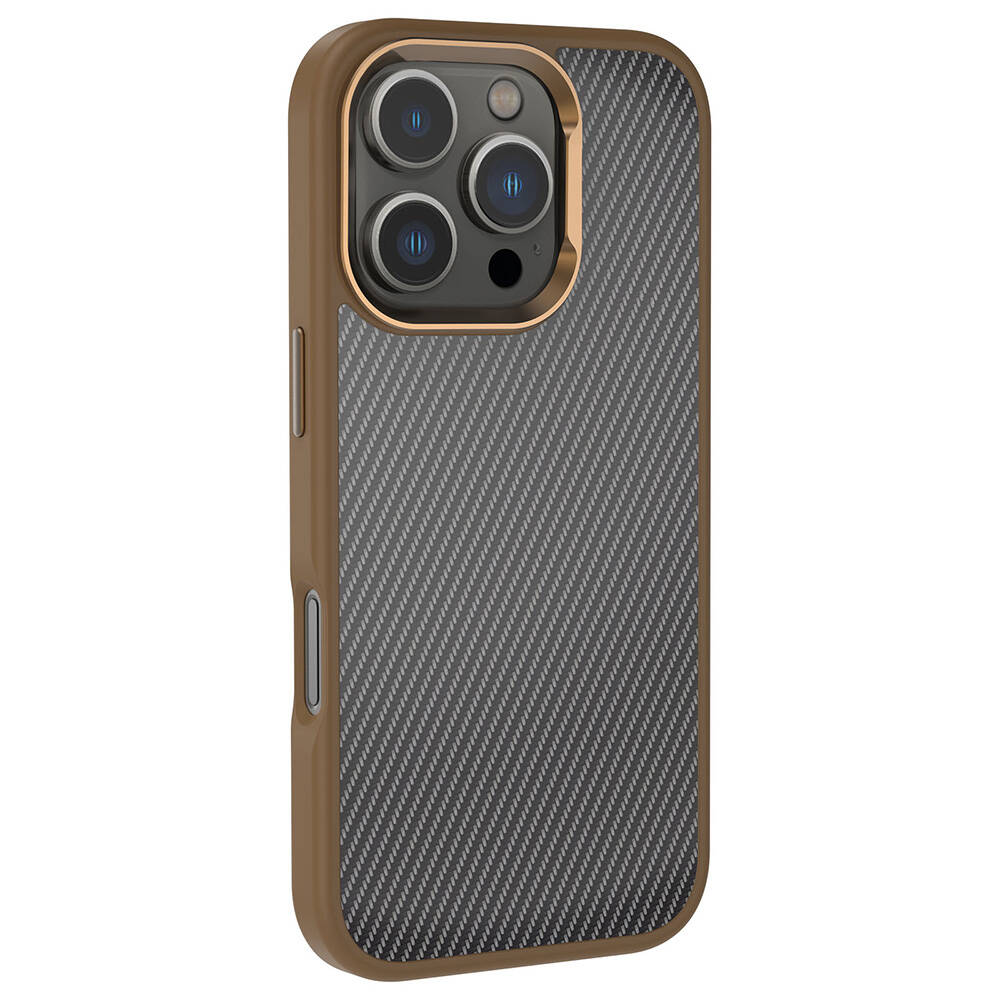 Apple iPhone 16 Pro Kılıf Karbon Fiber Görünümlü Parlak Kamera Çerçeveli Zore Venus Kapak - 2