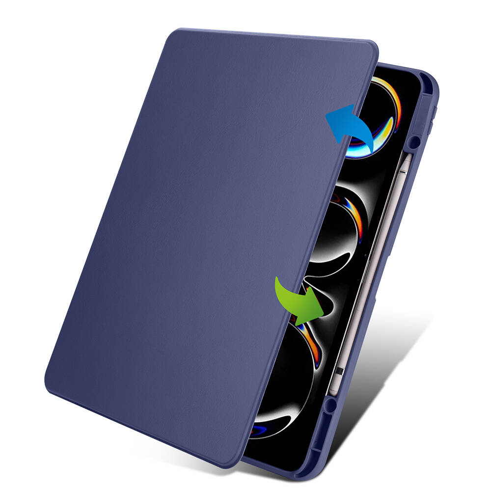 Apple iPad Pro 13 2024 Uyumlu Kılıf Zore Termik Kalem Bölmeli Dönebilen Standlı Kılıf - 3