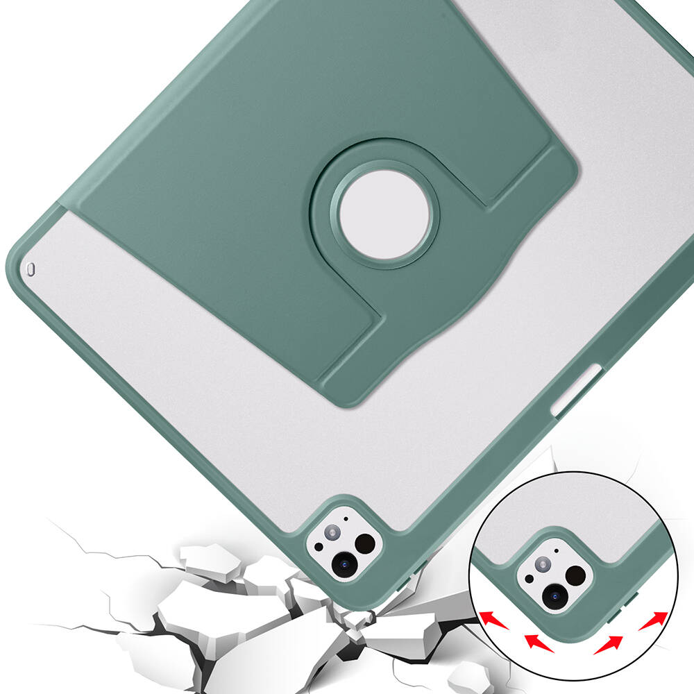 Apple iPad Pro 13 2024 Uyumlu Kılıf Zore Termik Kalem Bölmeli Dönebilen Standlı Kılıf - 4