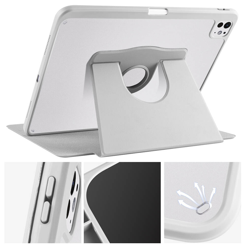 Apple iPad Pro 13 2024 Uyumlu Kılıf Zore Termik Kalem Bölmeli Dönebilen Standlı Kılıf - 6