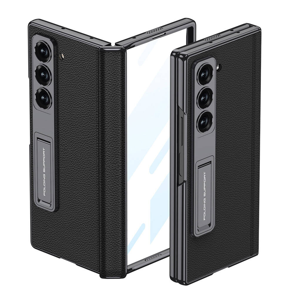 ​Samsung Galaxy Z Fold 6 Uyumlu Kılıf Deri Standlı Zore Kıpta Premium Kılıf - 6