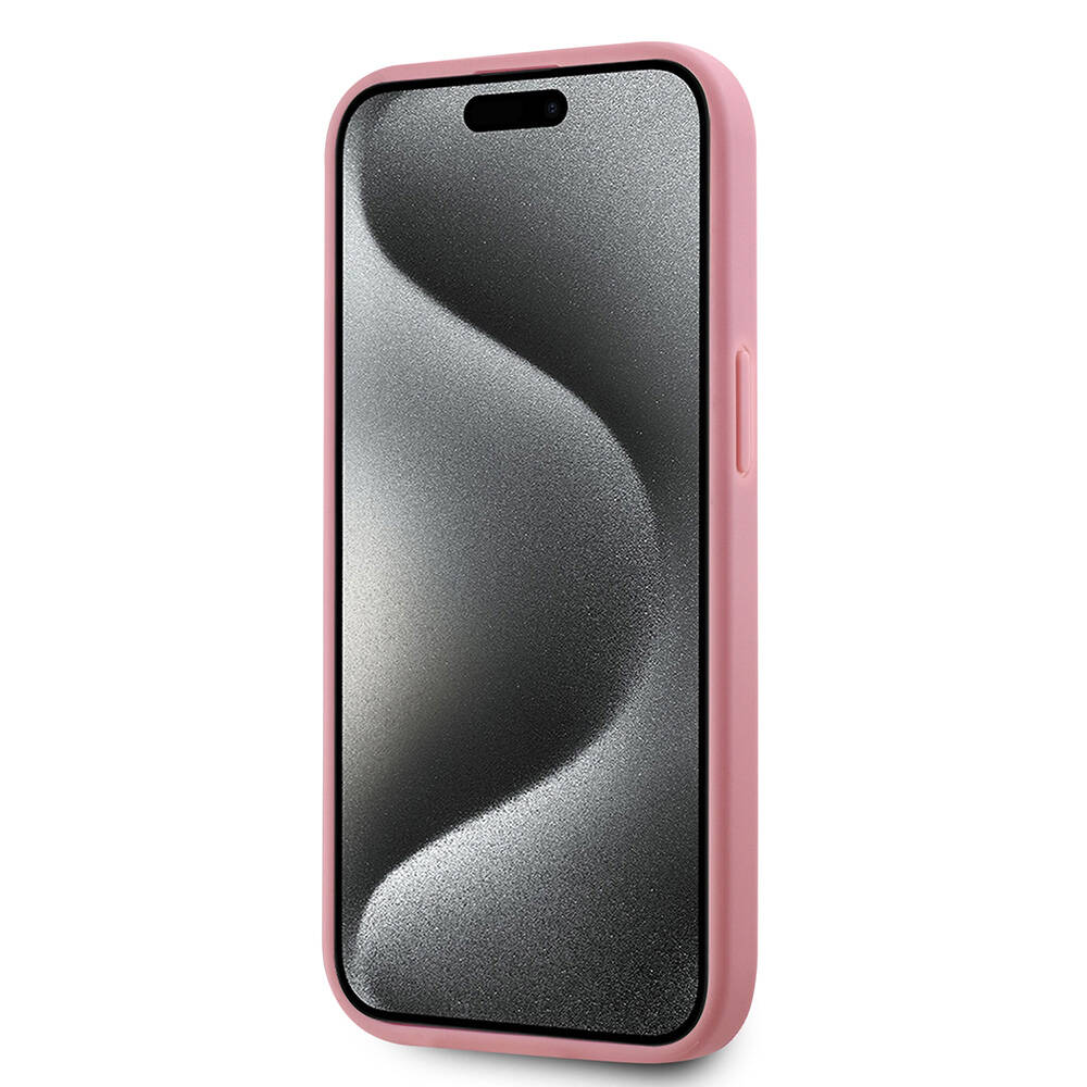 Apple iPhone 15 Uyumlu Kılıf Karl Lagerfeld Orjinal Lisanslı 3D KL Yazılı Tüylü Arka Yüzey Saffiano Rhinestones Kapak - 4
