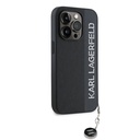 Apple iPhone 15 Pro Max Uyumlu Kılıf Karl Lagerfeld Orjinal Lisanslı Anahtarlıklı Taşlı KL Yazılı Saffiano Rhinestones Kapak - 2