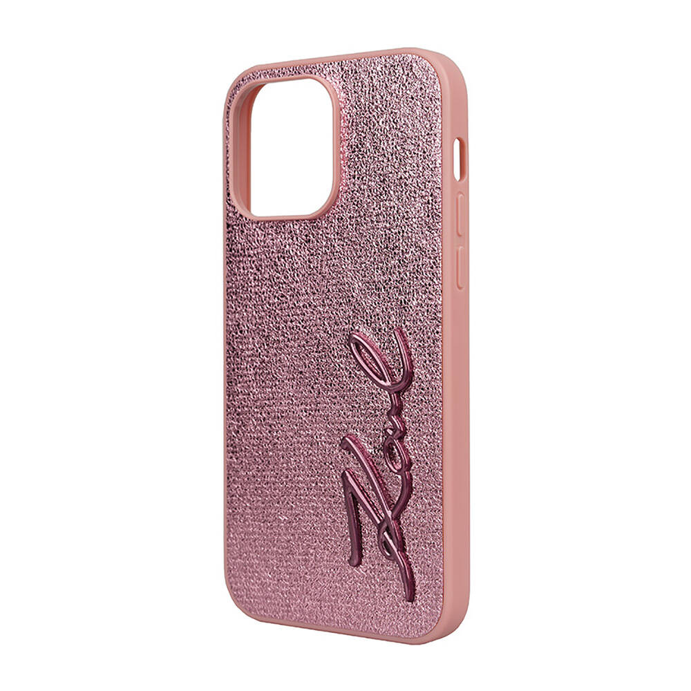 Apple iPhone 14 Pro Max Uyumlu Kılıf Karl Lagerfeld Orjinal Lisanslı 3D KL Yazılı Tüylü Arka Yüzey Saffiano Rhinestones Kapak - 11