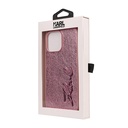 Apple iPhone 14 Pro Max Uyumlu Kılıf Karl Lagerfeld Orjinal Lisanslı 3D KL Yazılı Tüylü Arka Yüzey Saffiano Rhinestones Kapak - 13