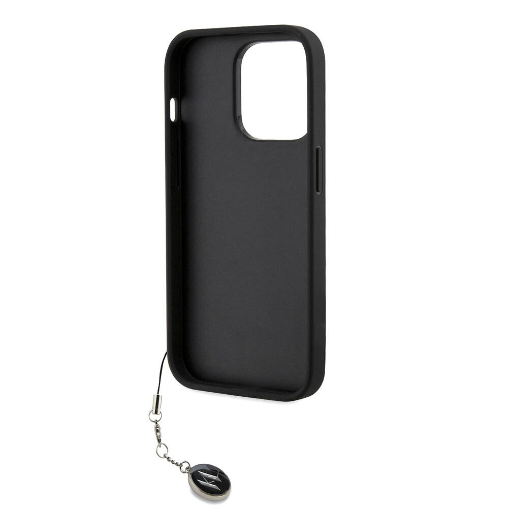 Apple iPhone 14 Pro Max Uyumlu Kılıf Karl Lagerfeld Orjinal Lisanslı Anahtarlıklı Taşlı KL Yazılı Saffiano Rhinestones Kapak - 4
