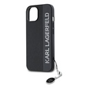 Apple iPhone 15 Uyumlu Kılıf Karl Lagerfeld Orjinal Lisanslı Anahtarlıklı Taşlı KL Yazılı Saffiano Rhinestones Kapak - 5
