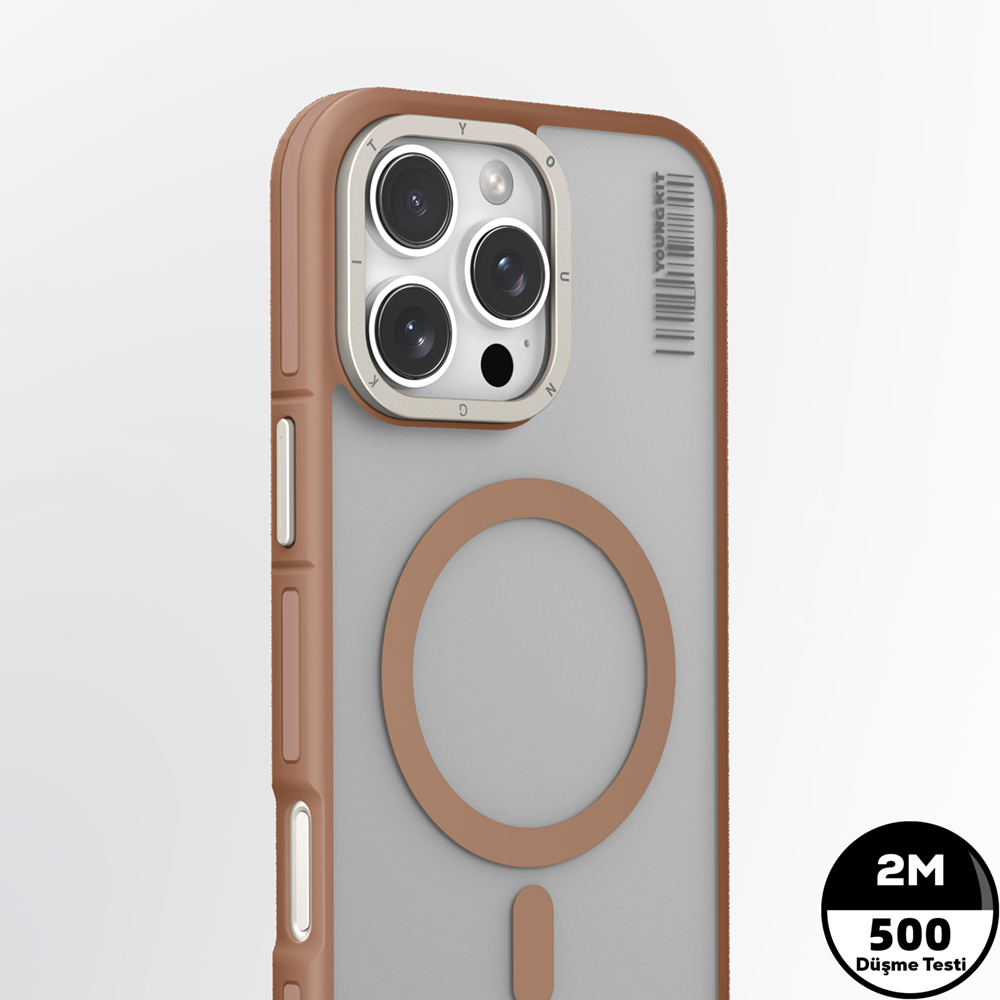 Apple iPhone 16 Pro Uyumlu Kılıf Magsafe Şarj Özellikli Youngkit Rock Sand Serisi Kapak - 14