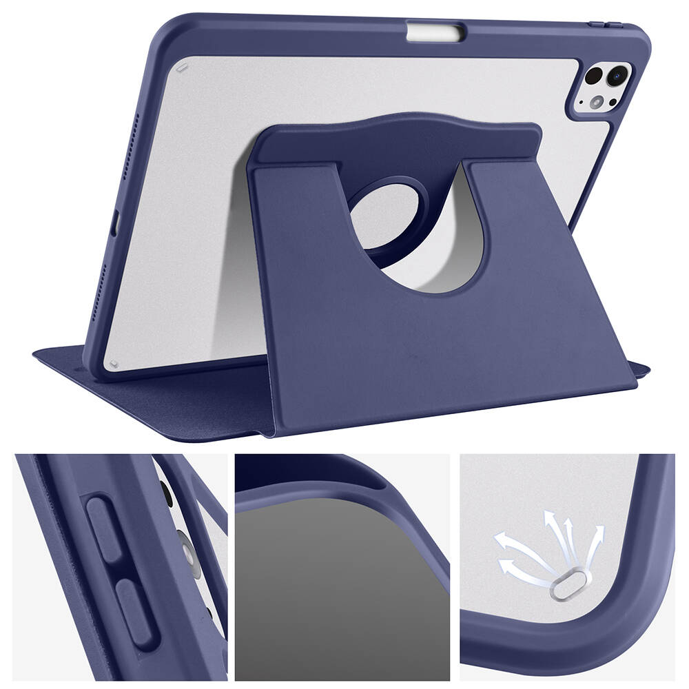 Apple iPad Pro 11 Uyumlu 2024 Kılıf Zore Termik Kalem Bölmeli Dönebilen Standlı Kılıf - 4