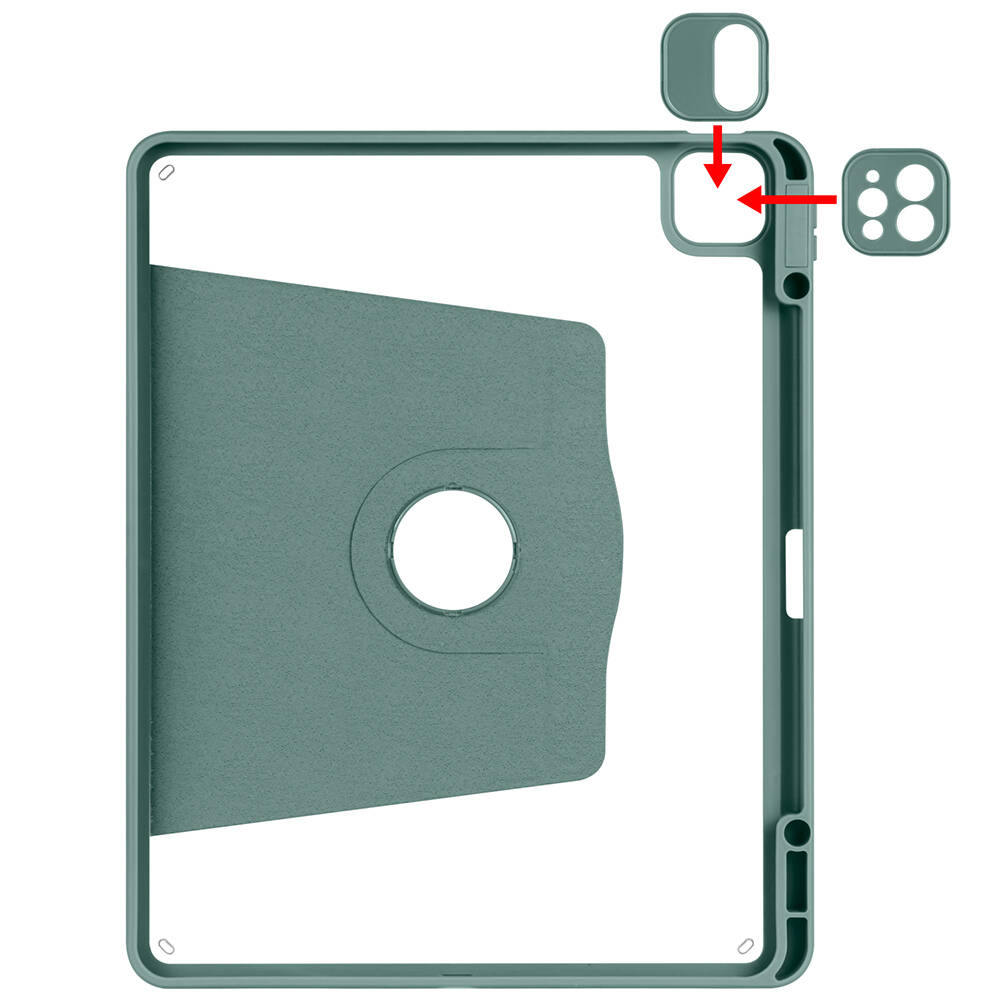 Apple iPad Pro 12.9 2022 M2 Uyumlu Kılıf Zore Termik Kalem Bölmeli Dönebilen Standlı Kılıf - 3