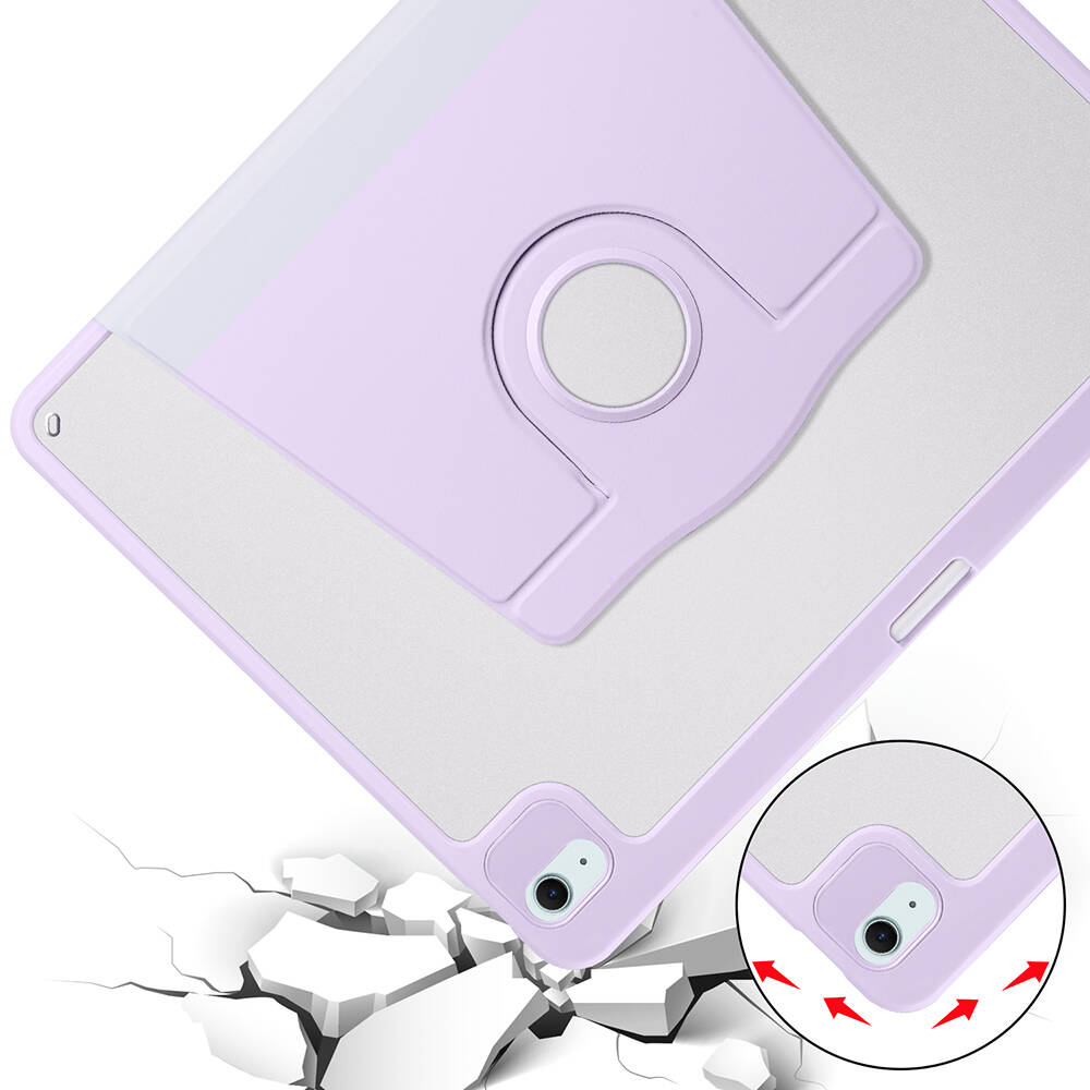 Apple iPad Pro 12.9 2022 M2 Uyumlu Kılıf Zore Termik Kalem Bölmeli Dönebilen Standlı Kılıf - 6