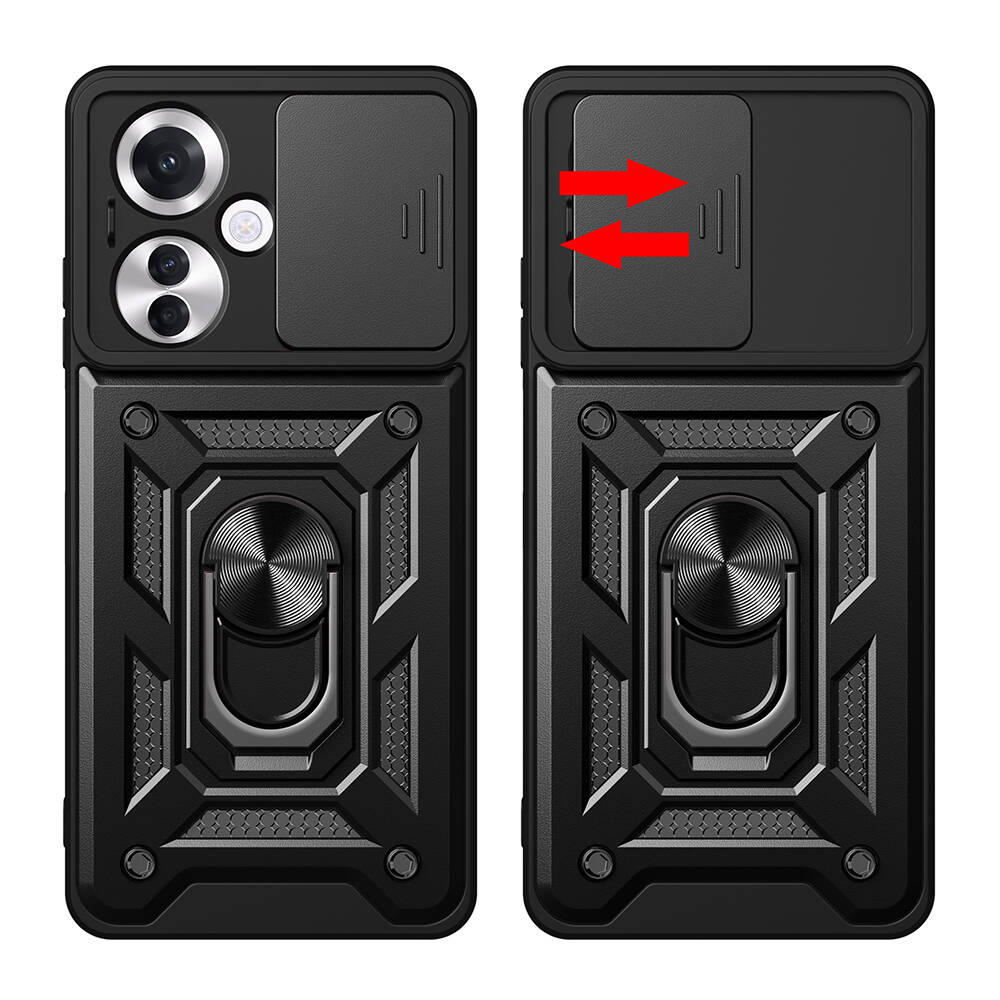 Oppo Reno Uyumlu 11F 5G Kılıf Magnetik Standlı Kamera Korumalı Zore Sürgülü Vega Kapak - 1