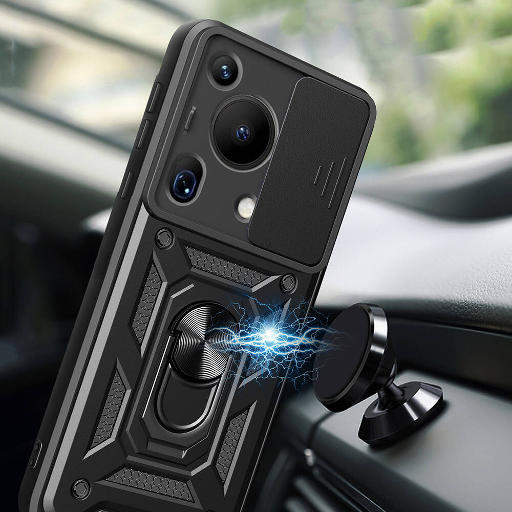 Huawei Pura 70 Ultra Kılıf Magnetik Standlı Kamera Korumalı Zore Sürgülü Vega Kapak - 3