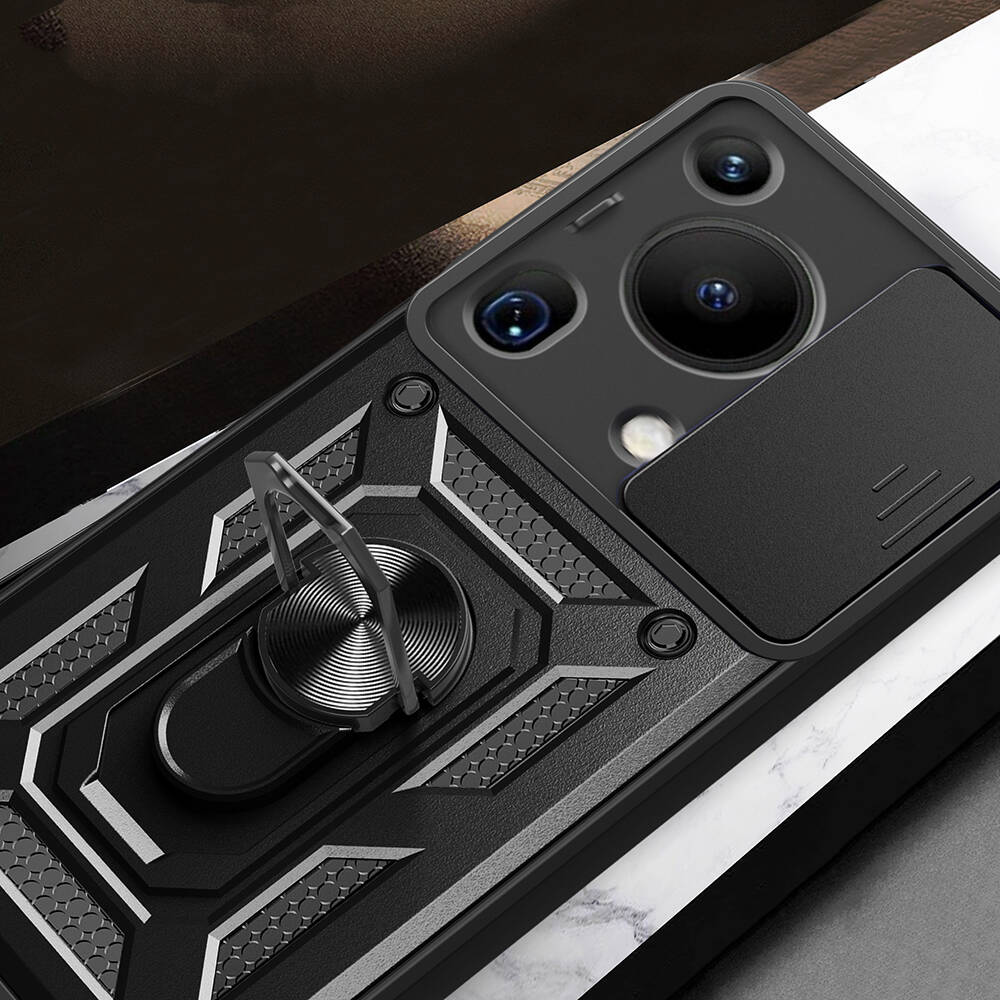 Huawei Pura 70 Ultra Kılıf Magnetik Standlı Kamera Korumalı Zore Sürgülü Vega Kapak - 6