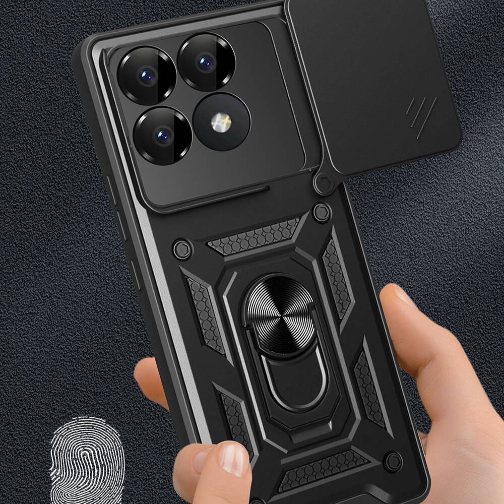 Xiaomi Poco F6 Pro Kılıf Magnetik Standlı Kamera Korumalı Zore Sürgülü Vega Kapak - 2