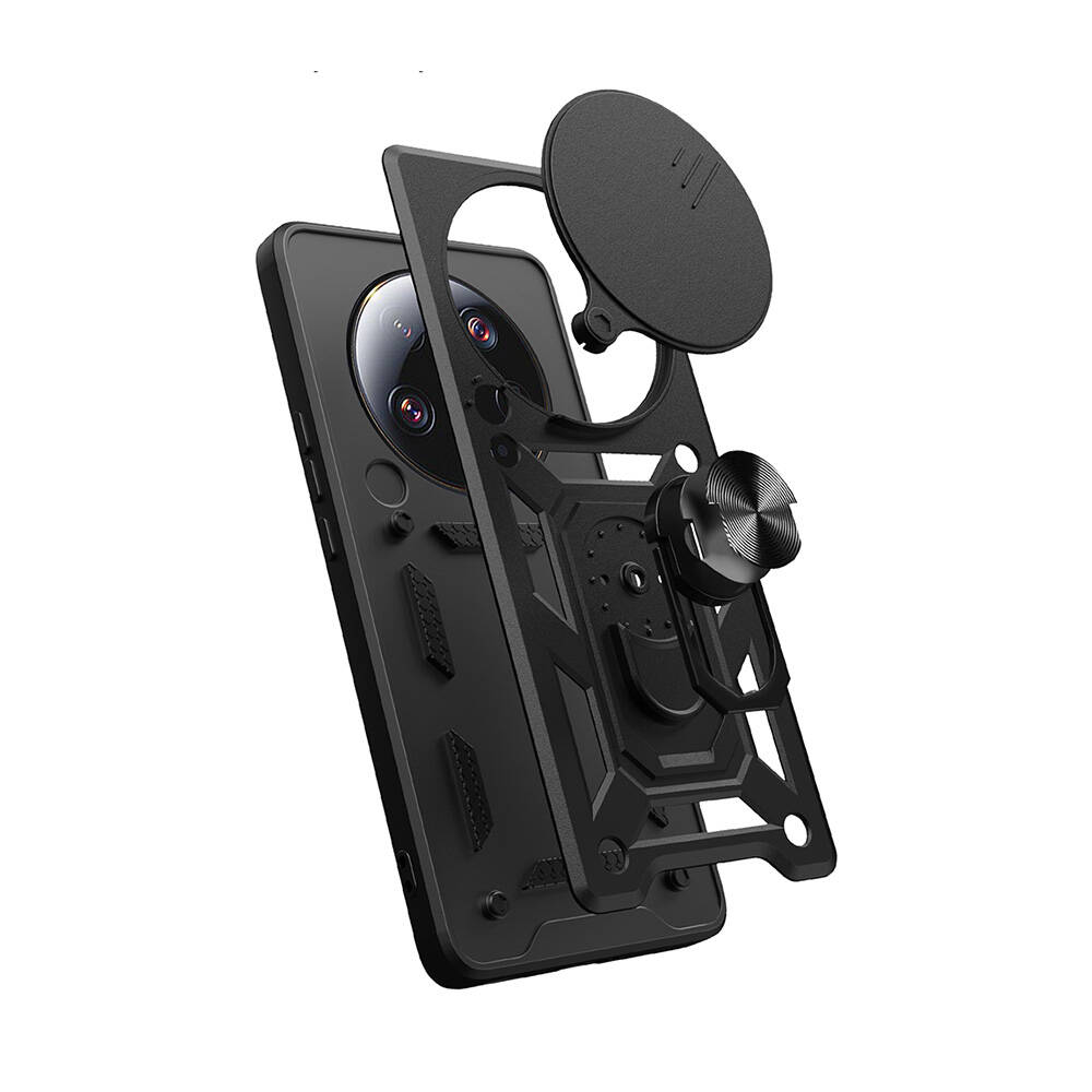 Xiaomi Mi 13 Ultra Uyumlu Kılıf Magnetik Standlı Kamera Korumalı Zore Sürgülü Vega Kapak - 1