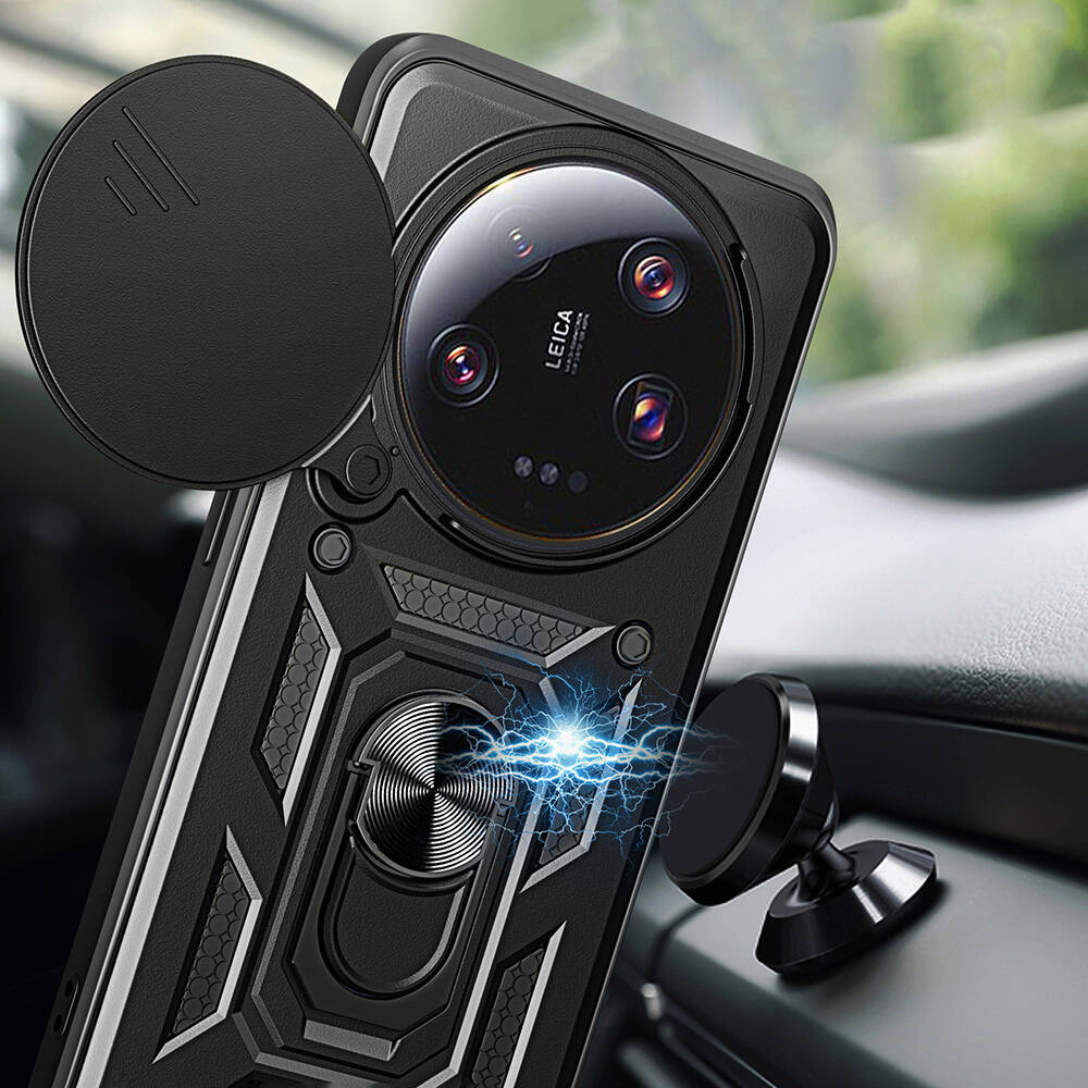 Xiaomi Mi 13 Ultra Uyumlu Kılıf Magnetik Standlı Kamera Korumalı Zore Sürgülü Vega Kapak - 3