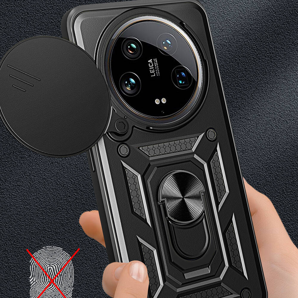 Xiaomi Mi 14 Ultra Uyumlu Kılıf Magnetik Standlı Kamera Korumalı Zore Sürgülü Vega Kapak - 4