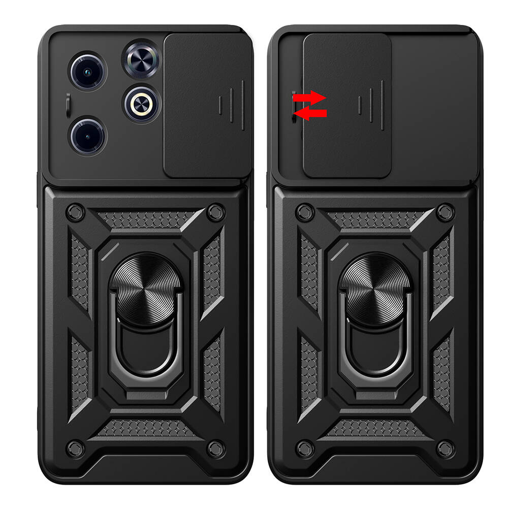Infinix Hot 40i Uyumlu Kılıf Magnetik Standlı Kamera Korumalı Zore Sürgülü Vega Kapak - 1